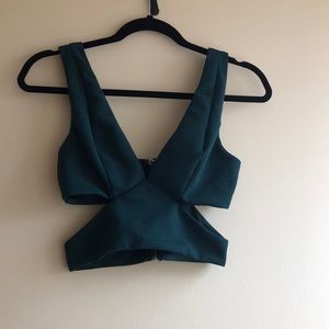 Dark Green Cut Out Crop Top